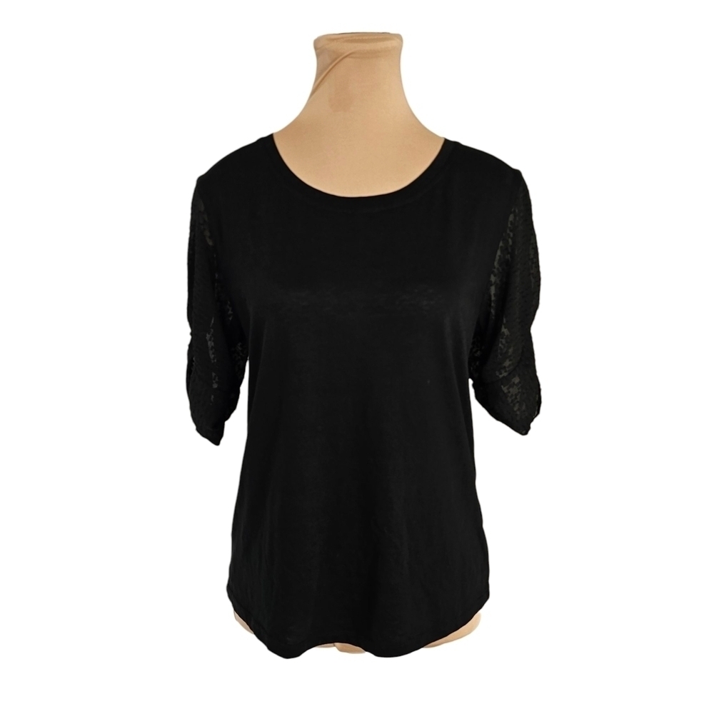 Heartloom Black Decorated Sleeve Blouse Sz S